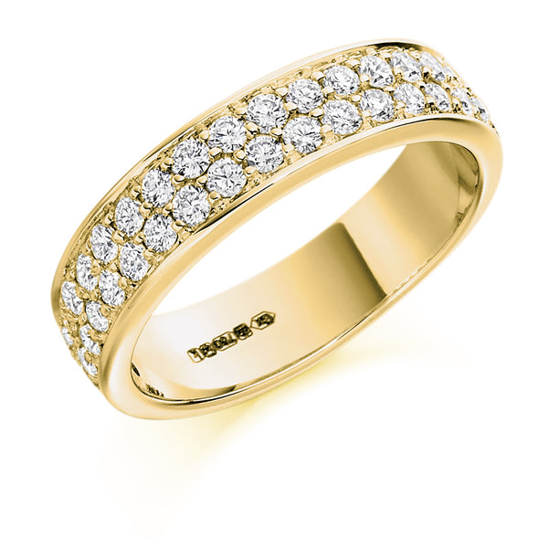 Ladies 9ct Yellow Gold Half Set Round Brilliant 0.75ct Diamond 5mm Eternity Ring