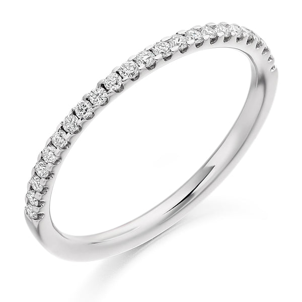 Ladies Platinum 950 Half Set Round Brilliant 0.25ct Diamond 1.5mm Wedding Ring