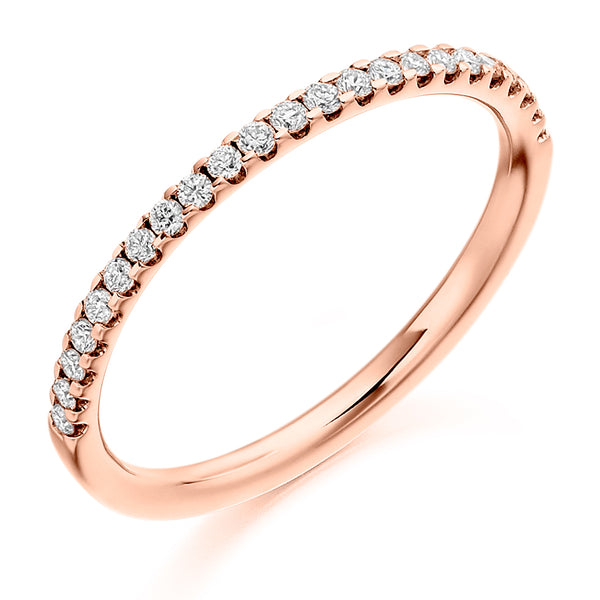 Ladies 9ct Rose Gold Half Set Round Brilliant 0.25ct Diamond 1.5mm Eternity Ring