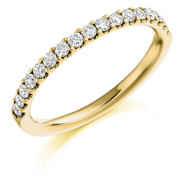 Ladies 9ct Yellow Gold Half Set Round Brilliant 0.33ct Diamond 2mm Wedding Ring