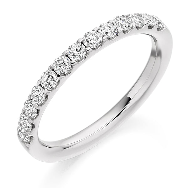 Ladies Platinum 950 Half Set Round Brilliant 0.50ct Diamond 2mm Eternity Ring