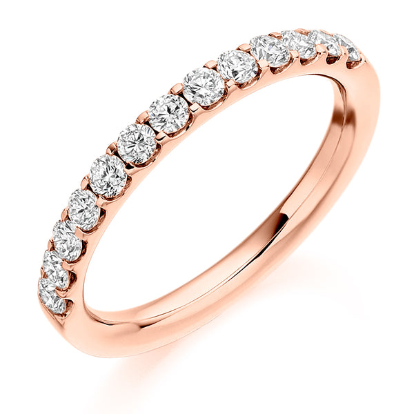 Ladies 9ct Rose Gold Half Set Round Brilliant 0.50ct Diamond 2mm Eternity Ring