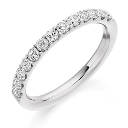 Ladies 9ct White Gold Half Set Round Brilliant 0.50ct Diamond 2mm Eternity Ring