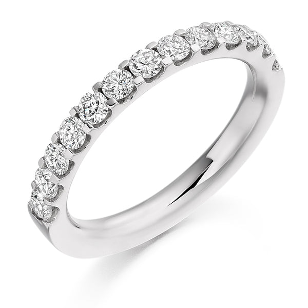 Ladies Platinum 950 Half Set Round Brilliant 0.75ct Diamond 2mm Eternity Ring