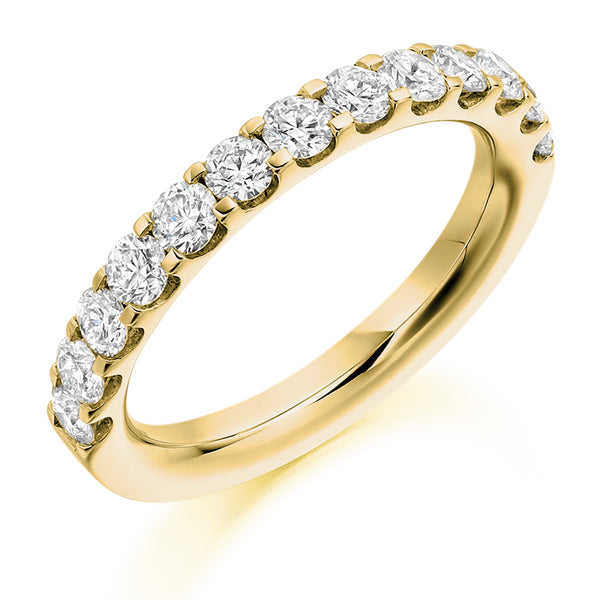 Ladies 9ct Yellow Gold Half Set Round Brilliant 1.00ct Diamond 3mm Eternity Ring