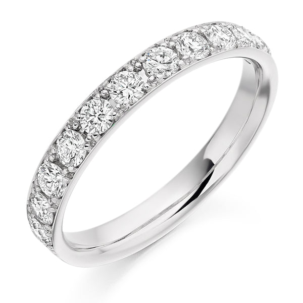 Ladies Platinum 950 Half Set Round Brilliant 0.65ct Diamond 3mm Eternity Ring