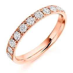 Ladies 18ct Rose Gold Half Set Round Brilliant 0.65ct Diamond 3mm Wedding Ring