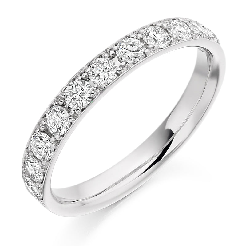 Ladies 9ct White Gold Half Set Round Brilliant 0.65ct Diamond 3mm Eternity Ring