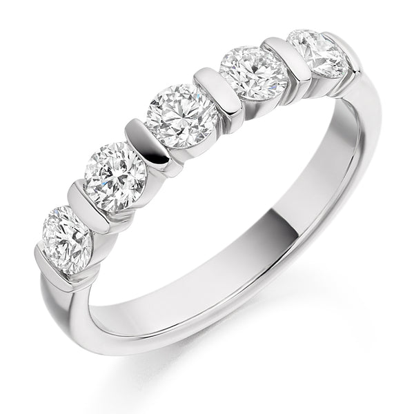 Ladies Platinum 950 Half Set Round Brilliant 0.75ct Diamond 3.5mm Eternity Ring