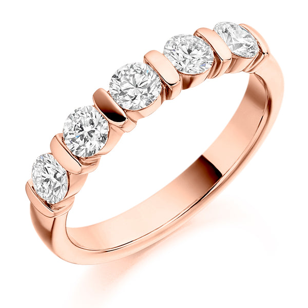 Ladies 9ct Rose Gold Half Set Round Brilliant 0.75ct Diamond 3.5mm Eternity Ring