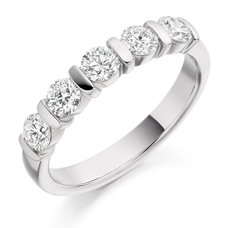 Ladies 18ct White Gold Half Set Round Brilliant 0.75ct Diamond 3.5mm Wedding Ring