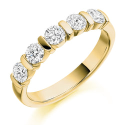 Ladies 9ct Yellow Gold Half Set Round Brilliant 0.75ct Diamond 3.5mm Wedding Ring