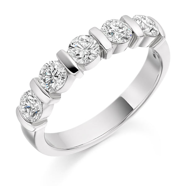 Ladies 9ct White Gold Half Set Round Brilliant 1.00ct Diamond 4mm Eternity Ring