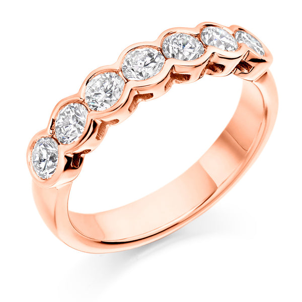 Ladies 9ct Rose Gold Half Set Round Brilliant 1.00ct Diamond 4mm Eternity Ring