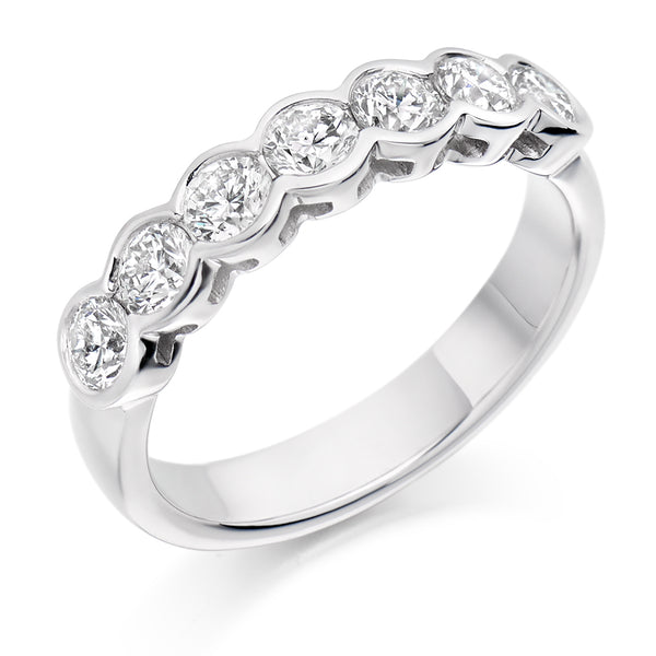 Ladies 9ct White Gold Half Set Round Brilliant 1.00ct Diamond 4mm Eternity Ring