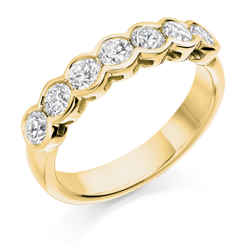 Ladies 9ct Yellow Gold Half Set Round Brilliant 1.00ct Diamond 4mm Wedding Ring