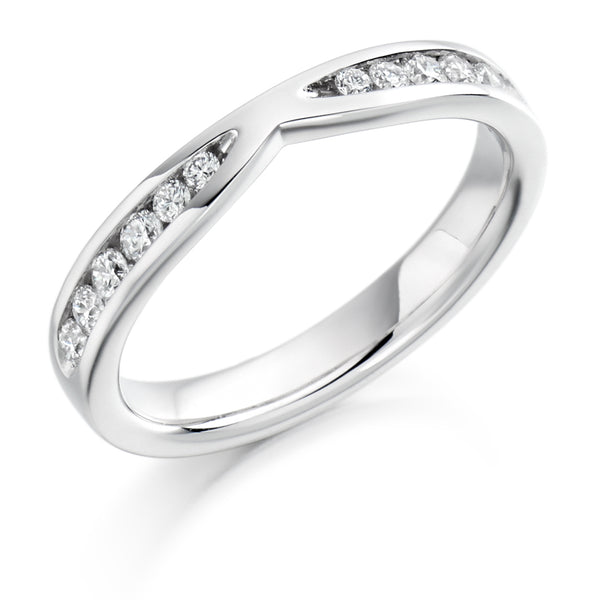 Ladies 18ct White Gold Half Set Round Brilliant 0.37ct Diamond 3mm Eternity Ring