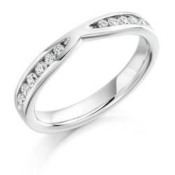 Ladies 18ct White Gold Half Set Round Brilliant 0.37ct Diamond 3mm Wedding Ring