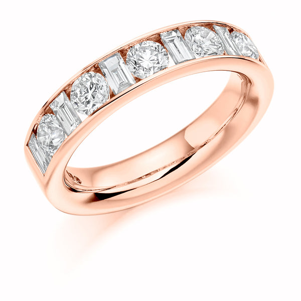 Ladies 9ct Rose Gold Half Set Mixed 1.50ct Diamond 4.5mm Eternity Ring