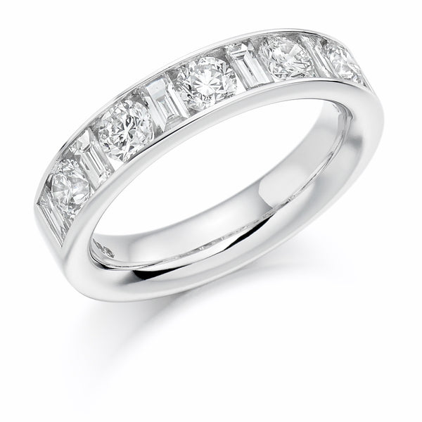 Ladies 9ct White Gold Half Set Mixed 1.50ct Diamond 4.5mm Eternity Ring