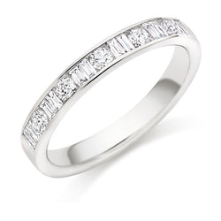 Ladies Platinum 950 Half Set Mixed 0.50ct Diamond 3mm Wedding Ring