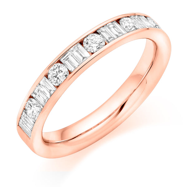 Ladies 9ct Rose Gold Half Set Mixed 0.75ct Diamond 3.5mm Eternity Ring