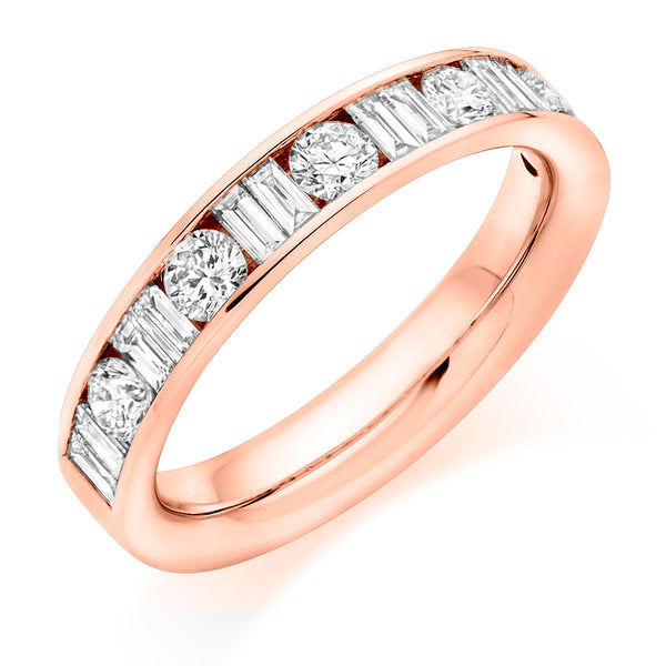 Ladies 9ct Rose Gold Half Set Mixed 1.00ct Diamond 4mm Eternity Ring