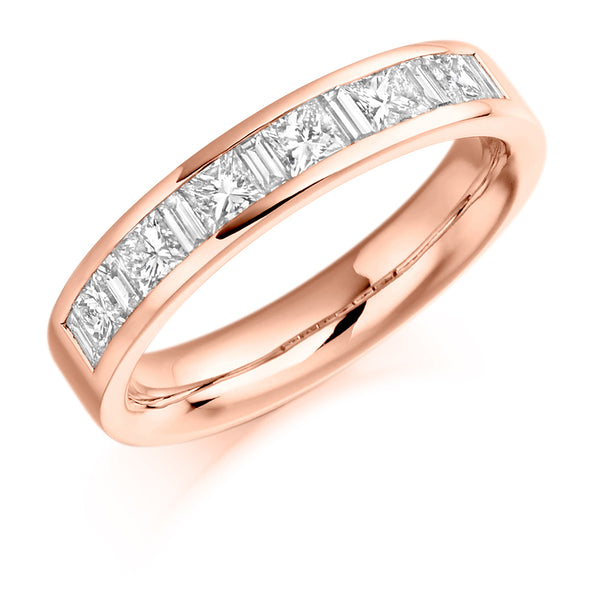 Ladies 9ct Rose Gold Half Set Mixed 1.00ct Diamond 4mm Eternity Ring