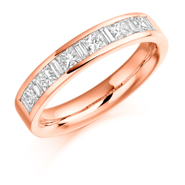 Ladies 18ct Rose Gold Half Set Mixed 1.00ct Diamond 4mm Eternity Ring