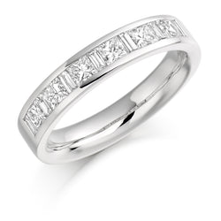 Ladies 9ct White Gold Half Set Mixed 1.00ct Diamond 4mm Eternity Ring