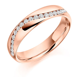 Ladies 9ct Rose Gold Half Set Round Brilliant 0.30ct Diamond 4mm Wedding Ring