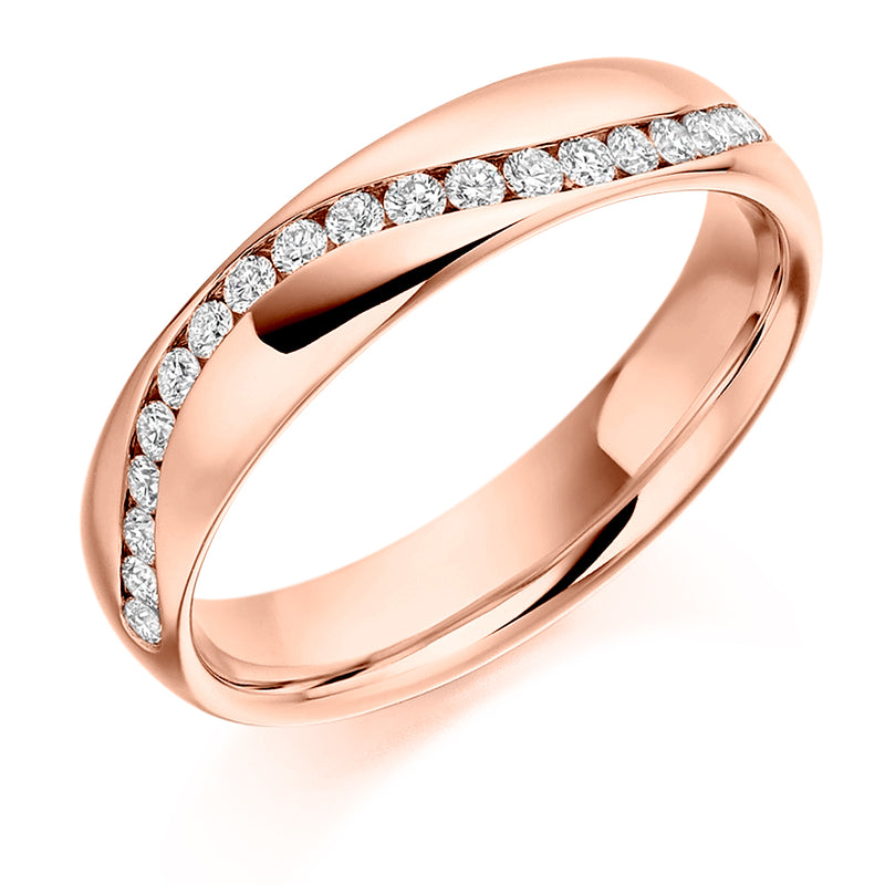 Ladies 9ct Rose Gold Half Set Round Brilliant 0.30ct Diamond 4mm Wedding Ring