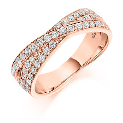 Ladies 9ct Rose Gold Half Set Round Brilliant 0.70ct Diamond 6mm Wedding Ring