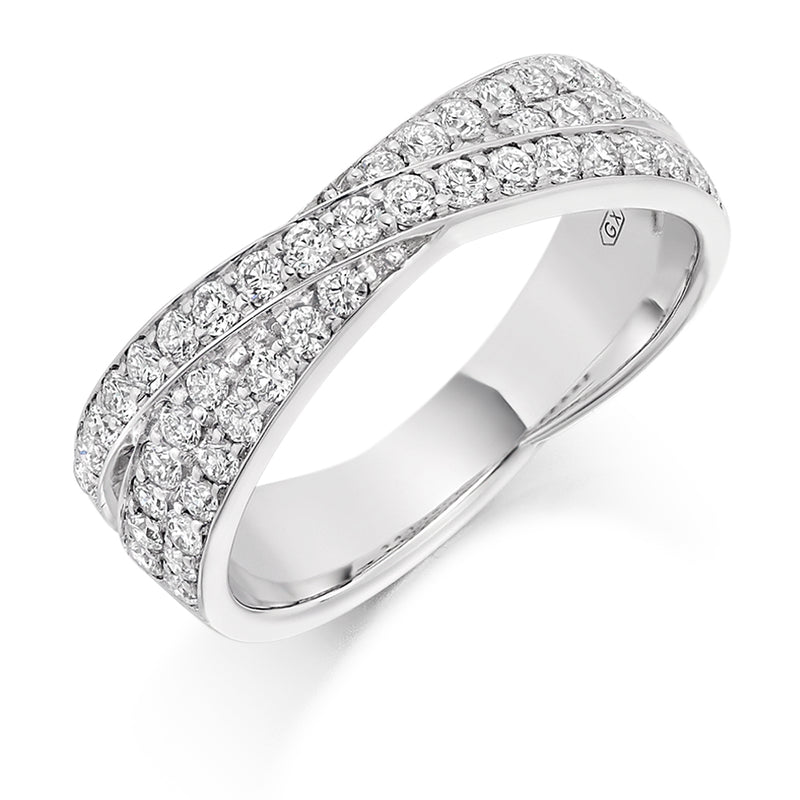 Ladies 9ct White Gold Half Set Round Brilliant 0.70ct Diamond 6mm Eternity Ring