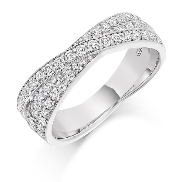 Ladies 18ct White Gold Half Set Round Brilliant 0.70ct Diamond 6mm Eternity Ring