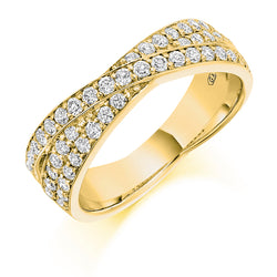 Ladies 18ct Yellow Gold Half Set Round Brilliant 0.70ct Diamond 6mm Eternity Ring