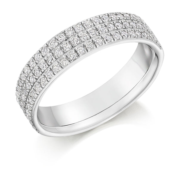 Ladies Platinum 950 Half Set Round Brilliant 0.50ct Diamond 5mm Eternity Ring