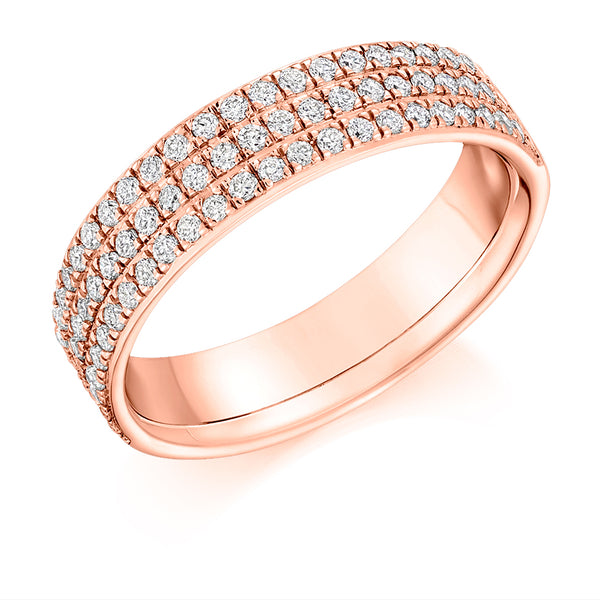 Ladies 9ct Rose Gold Half Set Round Brilliant 0.50ct Diamond 5mm Eternity Ring