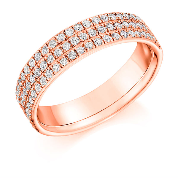 Ladies 18ct Rose Gold Half Set Round Brilliant 0.50ct Diamond 5mm Eternity Ring