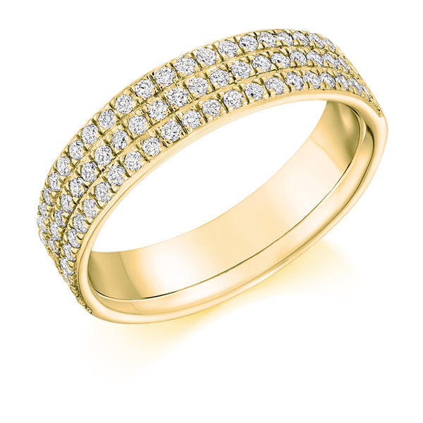 Ladies 9ct Yellow Gold Half Set Round Brilliant 0.50ct Diamond 5mm Eternity Ring