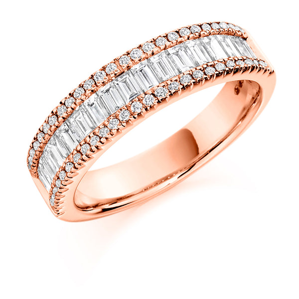 Ladies 18ct Rose Gold Half Set Round Brilliant 1.25ct Diamond 5.5mm Eternity Ring