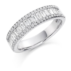 Ladies 9ct White Gold Half Set Round Brilliant 1.25ct Diamond 5.5mm Eternity Ring