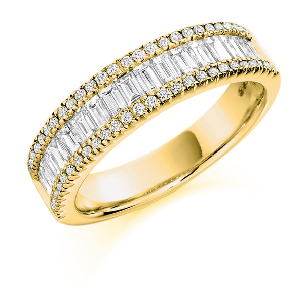 Ladies 18ct Yellow Gold Half Set Round Brilliant 1.25ct Diamond 5.5mm Eternity Ring