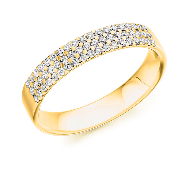 Ladies 18ct Yellow Gold Half Set Round Brilliant 0.35ct Diamond 3.5mm Eternity Ring