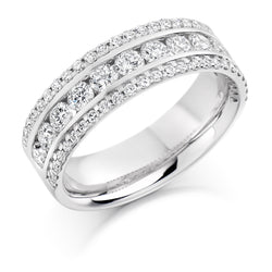 Ladies 9ct White Gold Half Set Round Brilliant 1.35ct Diamond 6.5mm Eternity Ring