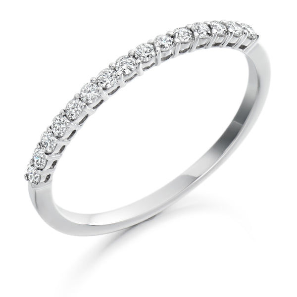 Ladies Platinum 950 Half Set Round Brilliant 0.25ct Diamond 1.5mm Wedding Ring