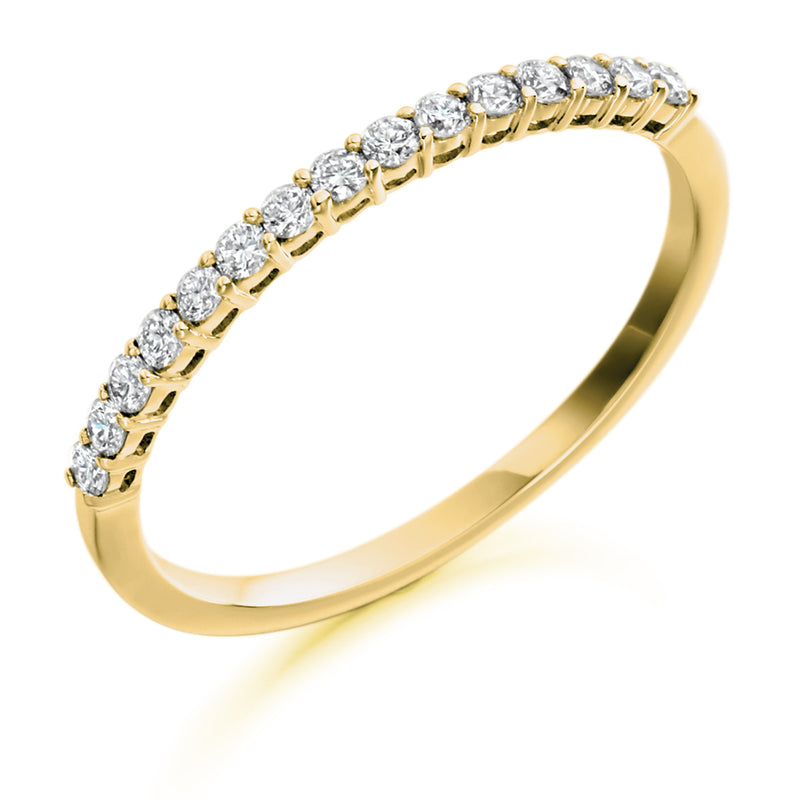 Ladies 9ct Yellow Gold Half Set Round Brilliant 0.25ct Diamond 1.5mm Eternity Ring