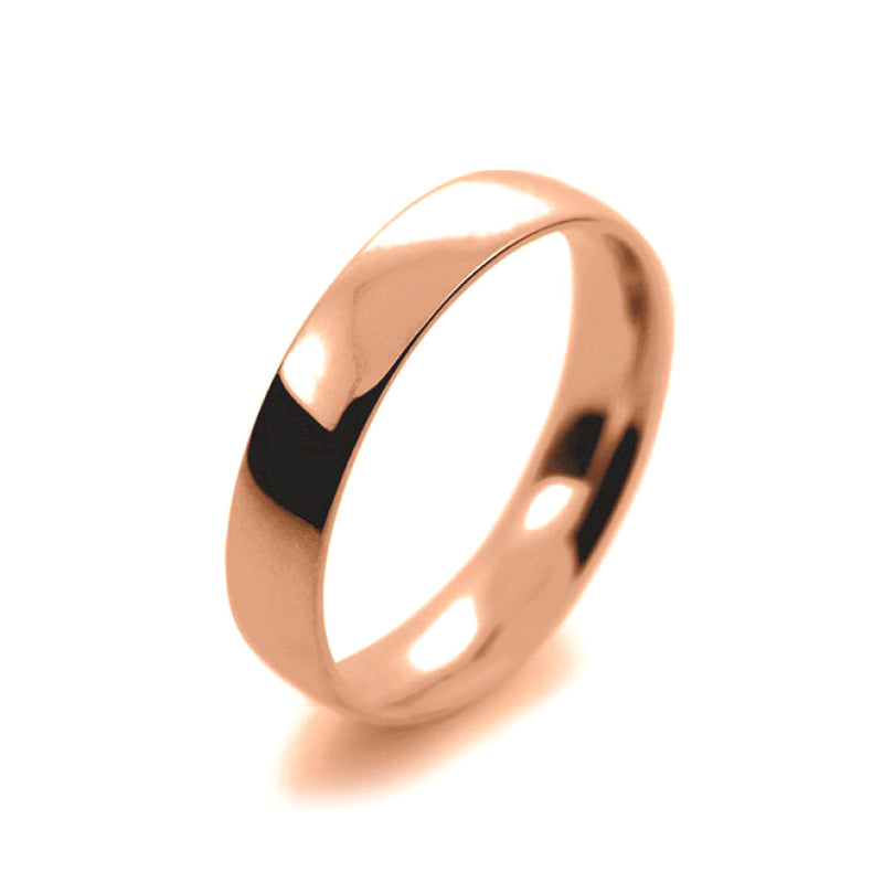 Ladies 4mm 18ct Rose Gold Court Shape Light Weight Wedding Ring