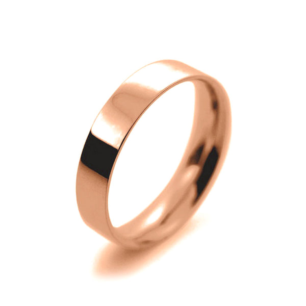 Ladies 4mm 18ct Rose Gold Flat Court shape Light Weight Wedding Ring