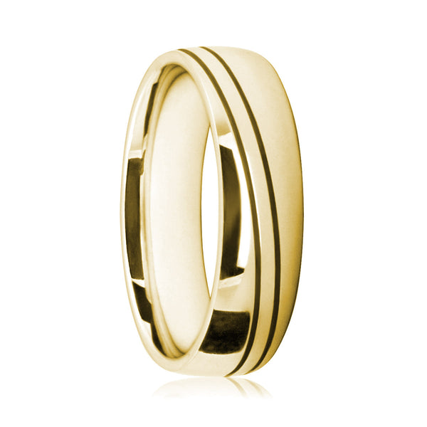 Mens 18ct Yellow Gold Flat Court Ring With Matte and Polished Surface